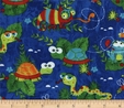 Reptiles & Amphibians on Blue Fabric  2