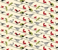Retro Minis Birds on a Wire on Cream Fabric