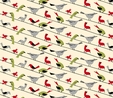 Retro Minis Birds on a Wire on Cream Fabric 