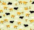 Retro Minis Multi Sheep on Green Fabric  2