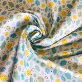 Safari in The Sky Sunshine Clouds on White Fabric