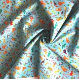 Safari in The Sky Tossed Animals on Blue Fabric