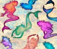 Sea Serenade Multi Tossed Mermaids on Cream Fabric Quilting & Patchwork