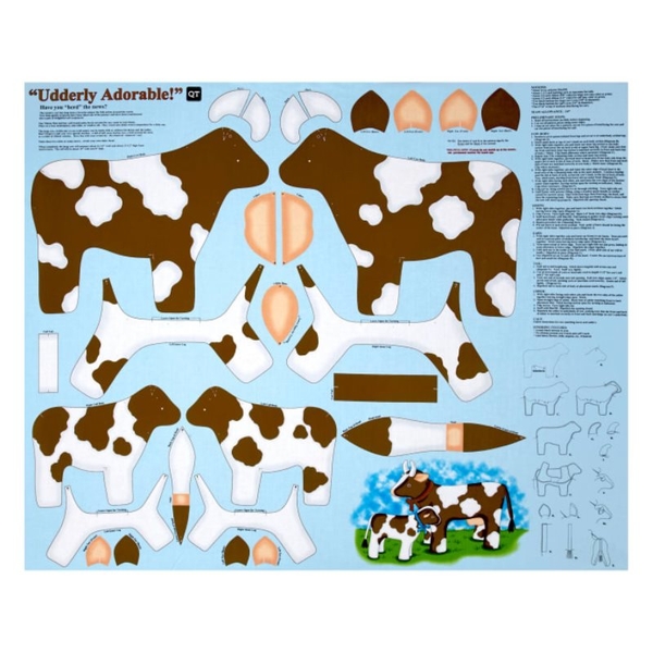 Sew N Go IV Udderly Adorable Brown Craft Fabric Panel 