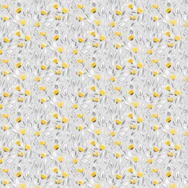 Sew Sweet Yellow Floral on Grey Fabric 