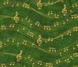 Sounds of the Season Musical Notes Green Fabric 