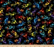 Southwest Aztec Kokopelli Dancers on Black Fabric Crafting 2