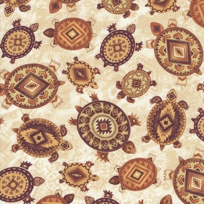 Southwest Turtles on Tan Fabric