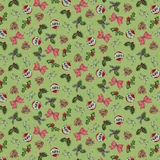 Spruce Mountain Christmas Decorations on Lime Fabric