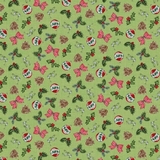 Spruce Mountain Christmas Decorations on Lime Fabric