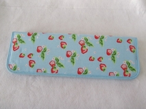 HobbyGift | Strawberries on Light Blue Knitting Pin Case | Clearance