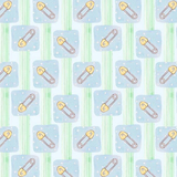 Sweet Safety Pins on Blue & Green Flannel Fabric