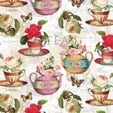 Teapot Flora Tea & Music on Cream Fabric