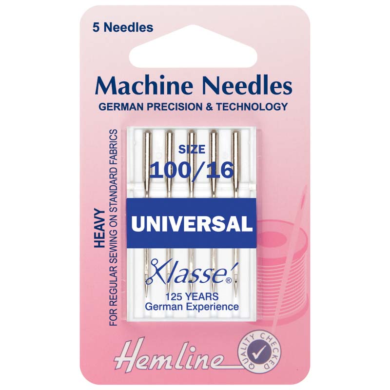 Hemline Sewing Machine Needles: Universal: Heavy 100/16: 5 Pieces