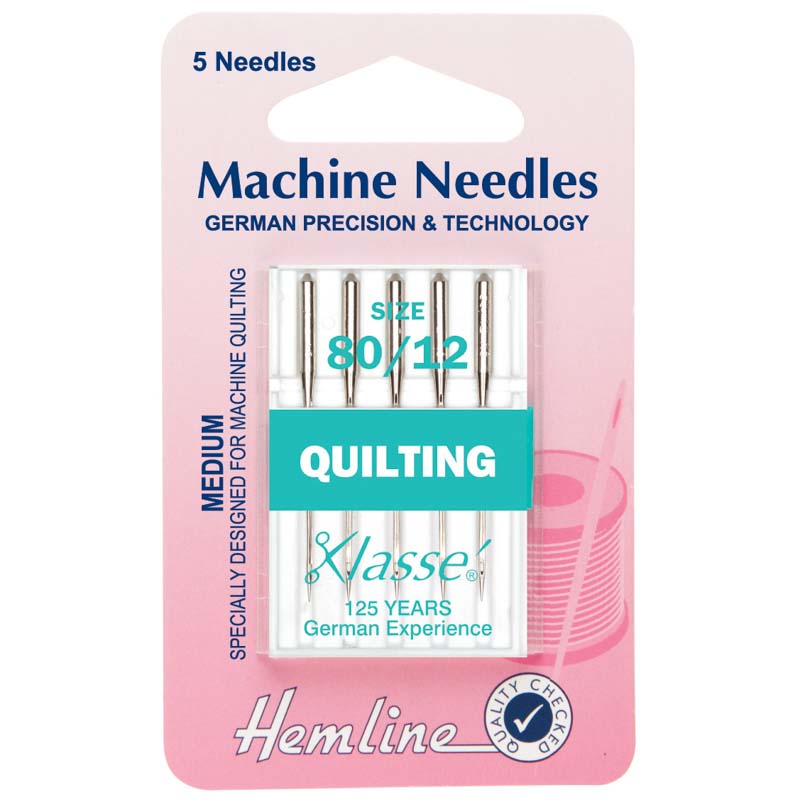 Hemline Sewing Machine Needles: Quilting: Medium 80/12: 5 Pieces