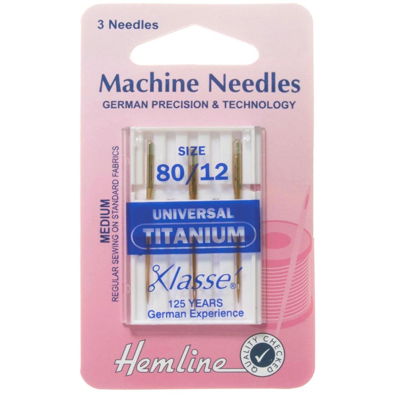 Hemline Sewing Machine Needles: Universal: Titanium: 3 Pieces