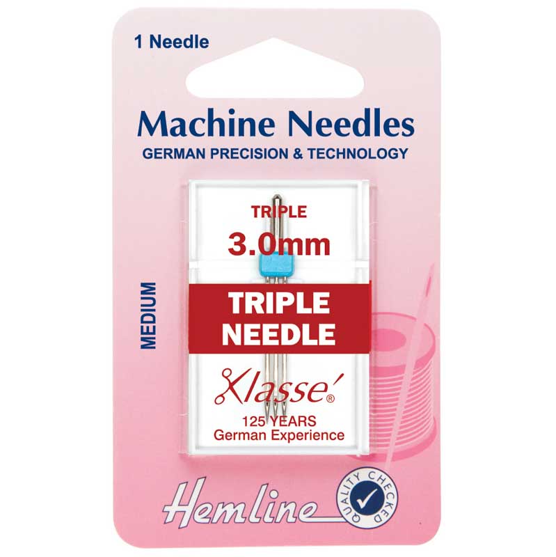 Hemline Sewing Machine Needles: Triple Universal: 80/12: 1 Piece