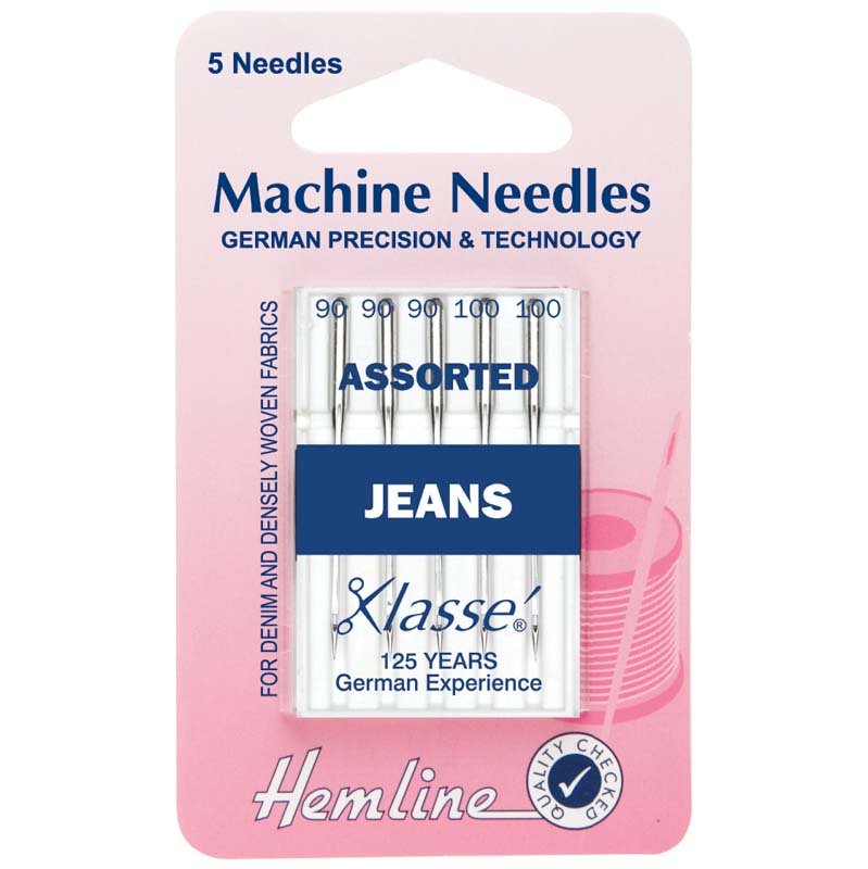Hemline Sewing Machine Needles: Jeans: Heavy Mixed: 5 Pieces