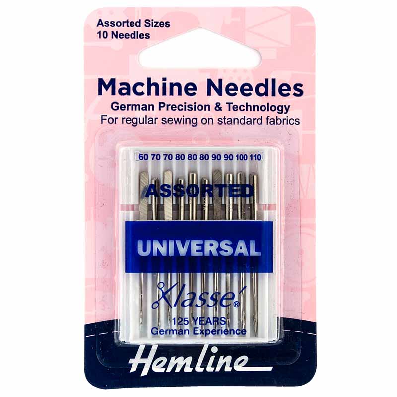 Hemline Machine Needles: Universal: Assorted: Pack of 10
