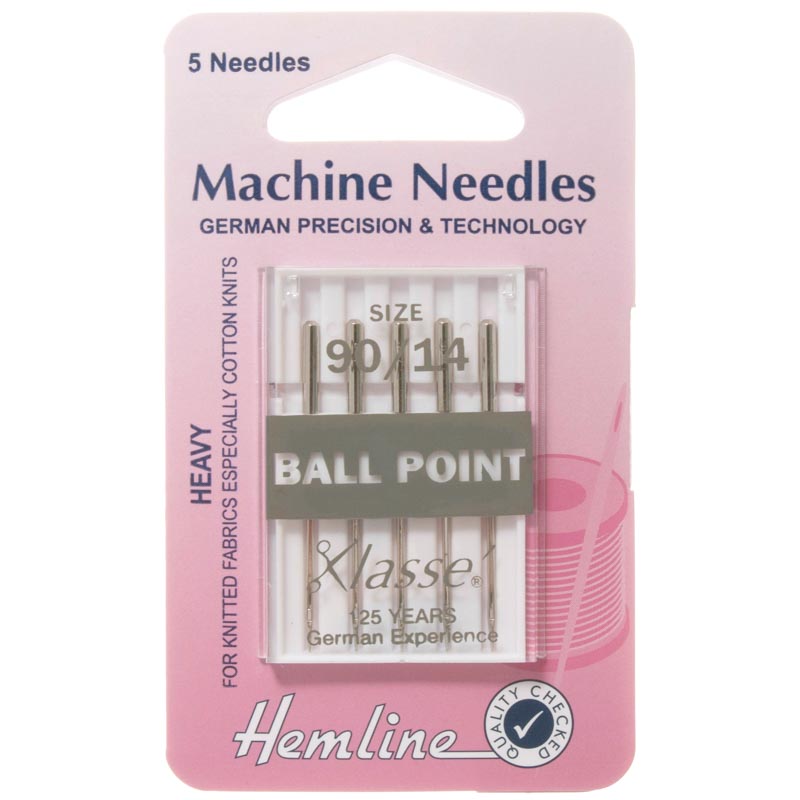 Hemline Sewing Machine Needles: Ball Point: Medium/Heavy 90/14: 5 Pieces