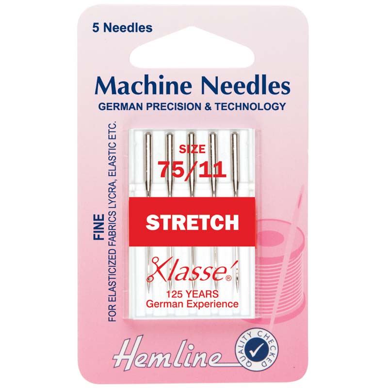 Hemline Sewing Machine Needles: Stretch: Fine 75/11: 5 Pieces
