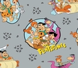 The Flintstones Stone Age Family on Grey Fabric 