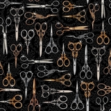 Thimble Pleasures Scissors on Black Fabric 1m