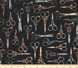 Thimble Pleasures Scissors on Black Fabric 1m Quilting & Patchwork 3