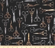 Thimble Pleasures Scissors on Black Fabric 1m  3