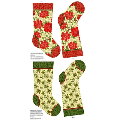 Tis Is The Season Christmas Stockings on Fabric Panel