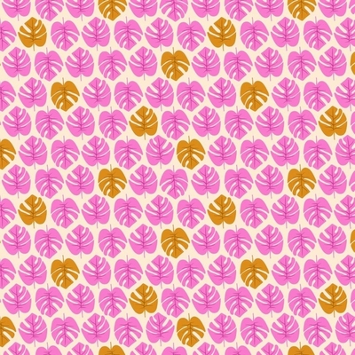 Tropical Jammin - Tropical Leaves in Pink Fabric