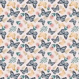 Up, Up & Away Metallic Butterflies on Palest Pink Fabric