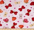 Valentines Love Bugs & Butterflies on Pink Fabric  3