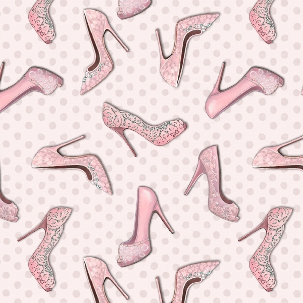 Vintage Pink Shoe Dance Fabric 