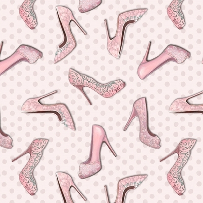 vintage pink shoe dance fabric