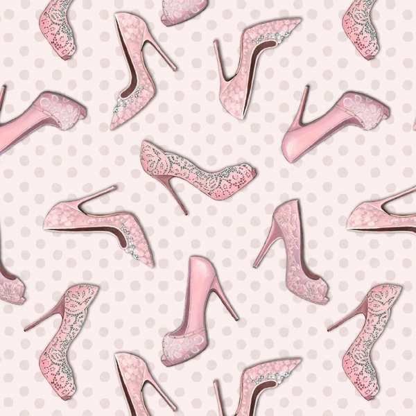 Vintage Pink Shoe Dance Fabric 2