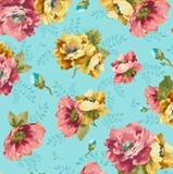 Vivian Tossed Floral on Light Blue Fabric