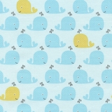 Whales on Sky Fabric
