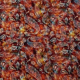 White Botanica Feathers on Rust Fabric