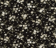 White Floral Vines on Black Fabric 