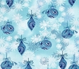 Winter Frost Christmas Ornaments & Snowflakes Aqua Fabric