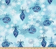 Winter Frost Christmas Ornaments & Snowflakes Aqua Fabric  3