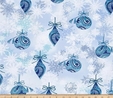 Winter Frost Christmas Ornaments & Snowflakes Blue Fabric  3