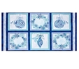 Winter Frost Christmas Ornaments & Wreath Blue Fabric Panel  2