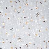 Winter Woodland Wonder Birds on Branches Grey Fabric