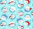 Yeti For Winter Animal Friends on Turquoise Flannel Fabric