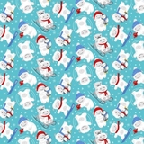 Yeti For Winter Animal Winter Sports on Turquoise Flannel Fabric