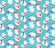Yeti For Winter Animal Winter Sports on Turquoise Flannel Fabric Flannel