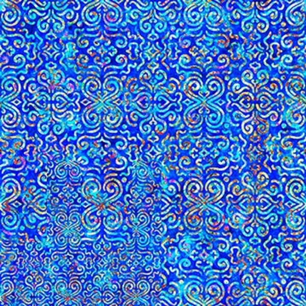 Zanzibar Set Geo Multi on Royal Fabric Quilting & Patchwork