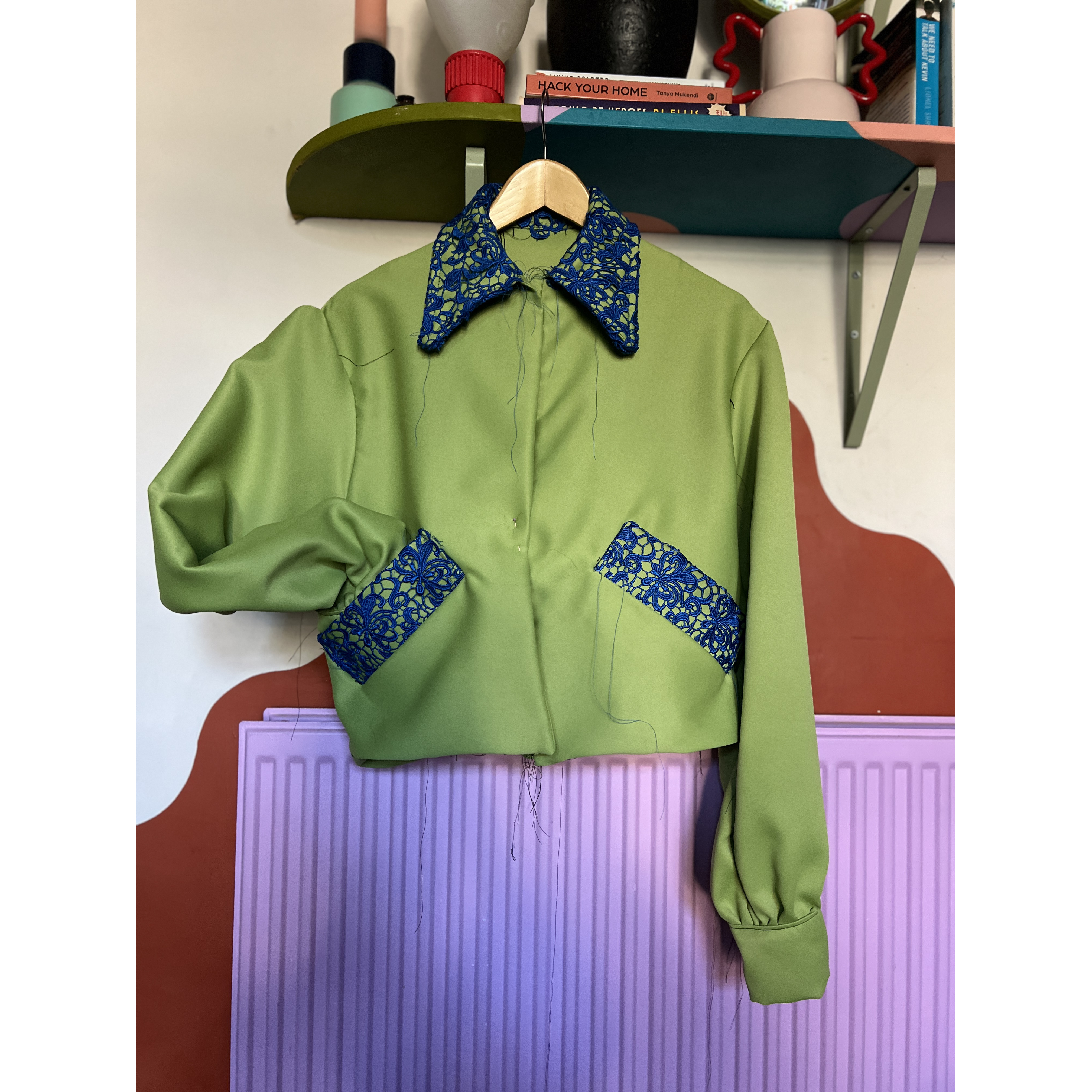 Apple Green jacket with Corded Lace 